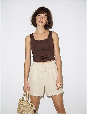 Short en coton à taille haute et jambe large lucci
