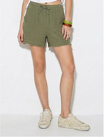Short en coton à taille haute et jambe large lucci