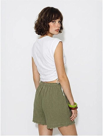 Short en coton à taille haute et jambe large lucci