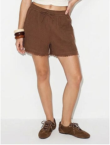 Short en coton à taille haute et jambe large lucci