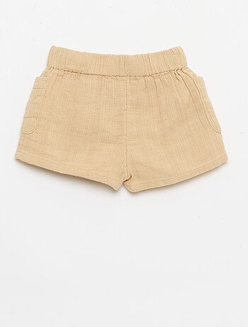 Short en coton avec 2 poches plaquées