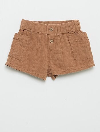 Short en coton avec 2 poches plaquées
