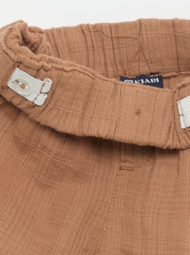 Short en coton avec 2 poches plaquées Marron - Kiabi