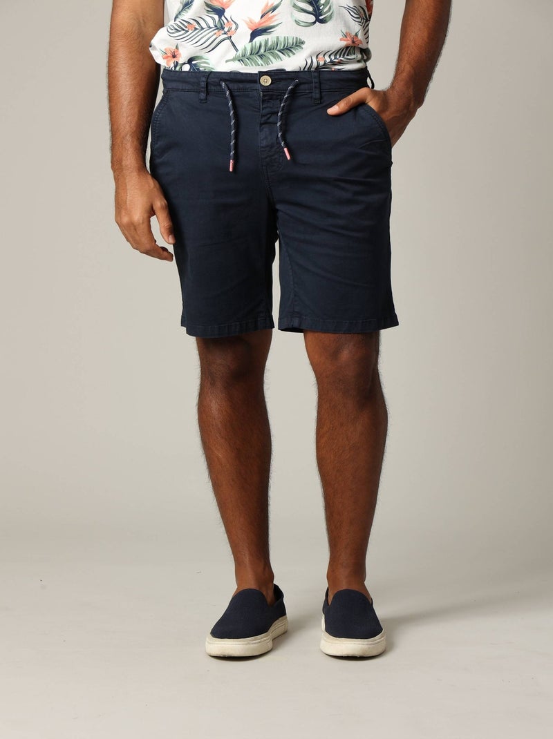 Short en coton avec braguette à fermeture à glissière 'Deeluxe' Bleu marine - Kiabi