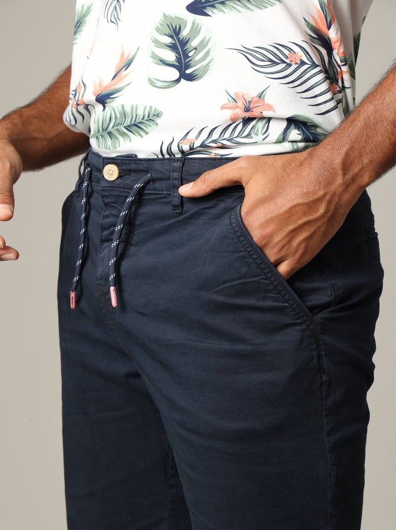 Short en coton avec braguette à fermeture à glissière 'Deeluxe' Bleu marine - Kiabi