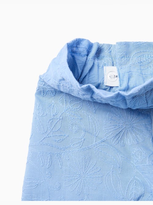 Short en coton avec broderie et ceinture - Kiabi