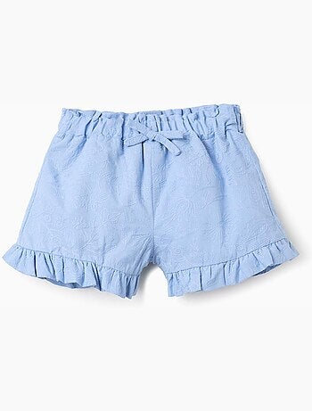 Short en coton avec broderies et volants