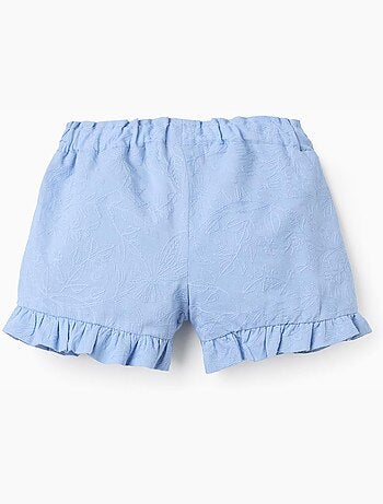 Short en coton avec broderies et volants