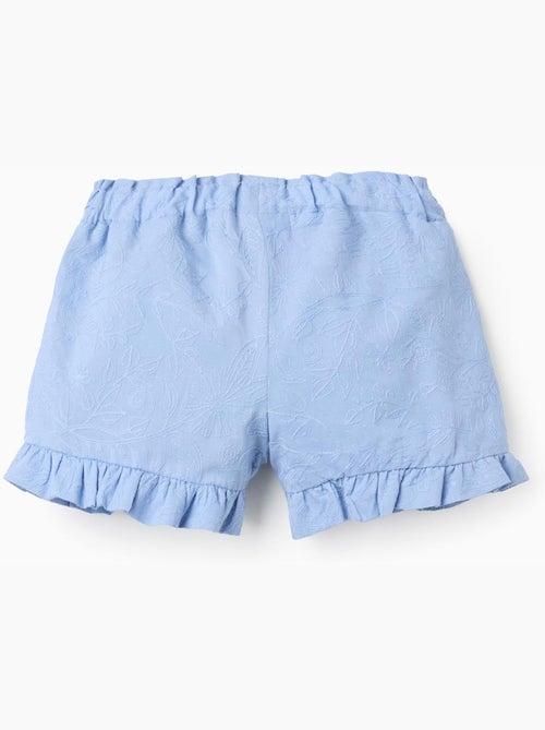 Short en coton avec broderies et volants - Kiabi