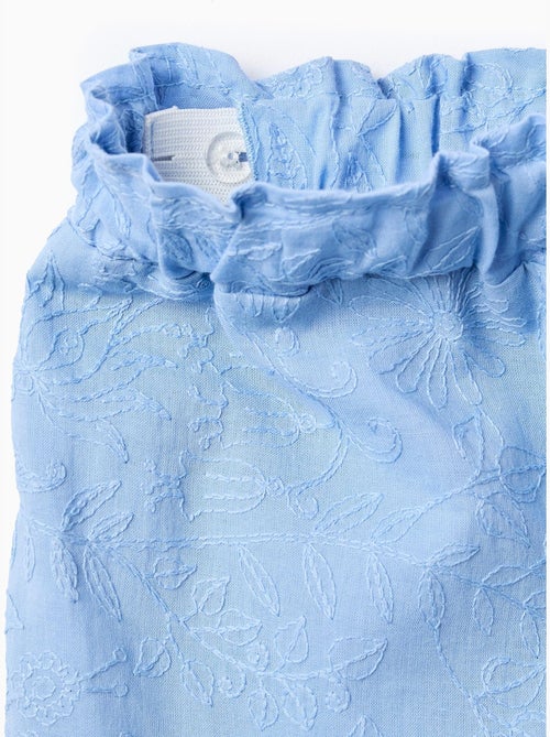 Short en coton avec broderies et volants - Kiabi
