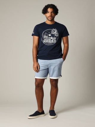 Short en coton avec détails géométriques et braguette fermeture à glissière 'Deeluxe'
