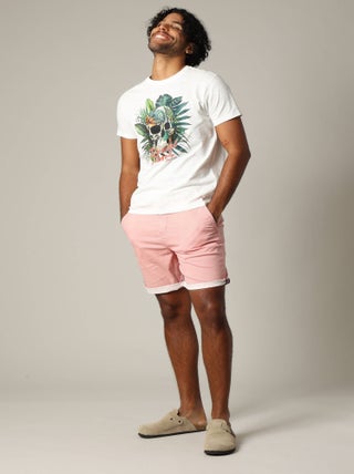Short en coton avec détails géométriques et braguette fermeture à glissière 'Deeluxe'