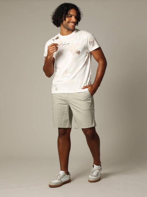 Short en coton avec détails géométriques et braguette fermeture à glissière 'Deeluxe' - Kiabi