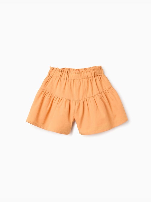 Short en coton avec doublure et taille paperbag - Kiabi