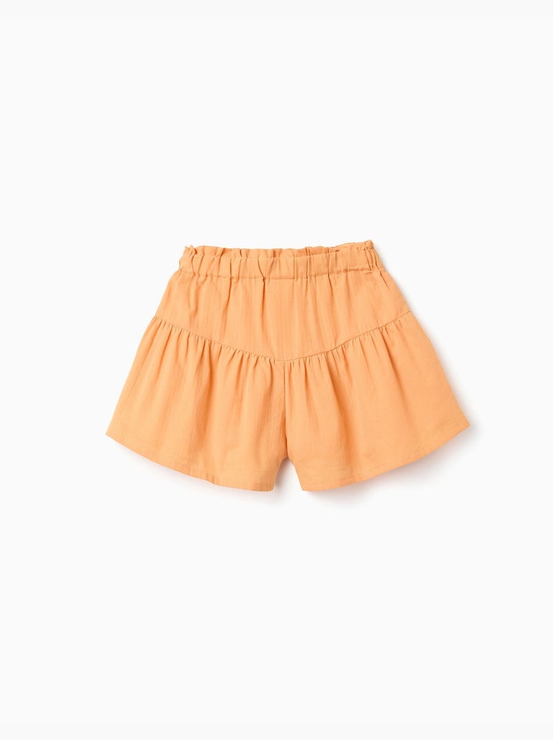 Short en coton avec doublure et taille paperbag Jaune foncé - Kiabi