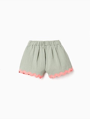 Short en coton avec finition ric rac