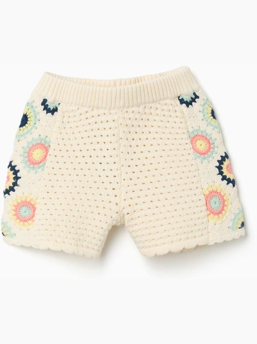 Short en coton avec fleurs au crochet - Kiabi