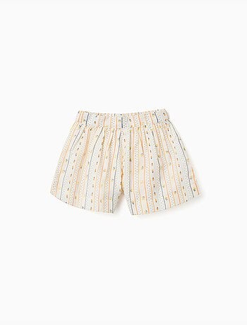 Short en coton avec fleurs et taille élastiquée