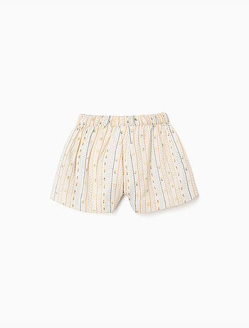 Short en coton avec fleurs et taille élastiquée