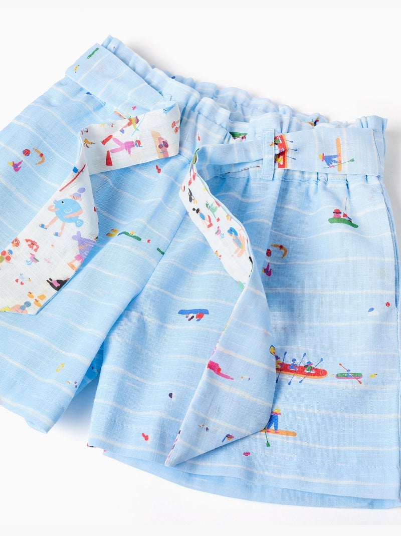 Short en coton avec imprimé Carolina Celas x Zippy Bleu clair - Kiabi