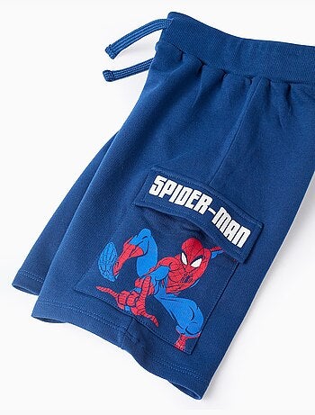 Short en coton avec imprimé Spider-Man et poches cargo