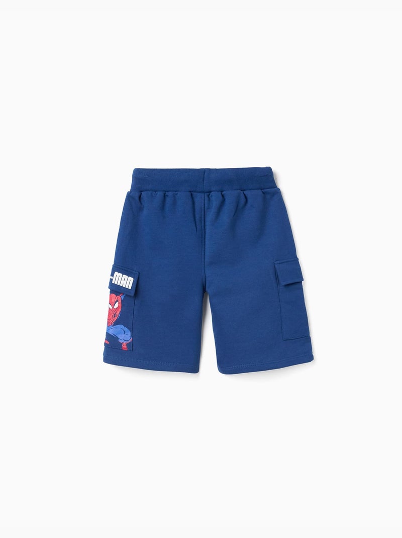 Short en coton avec imprimé Spider-Man et poches cargo Bleu foncé - Kiabi