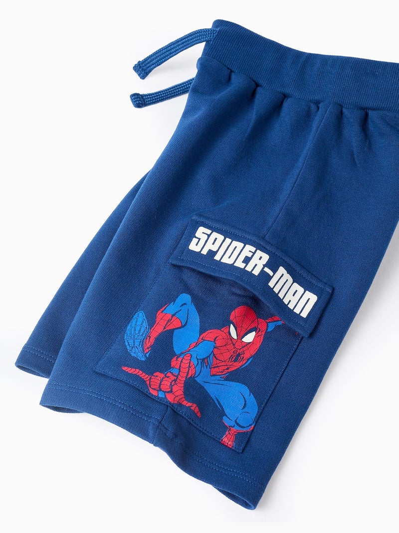 Short en coton avec imprimé Spider-Man et poches cargo Bleu foncé - Kiabi