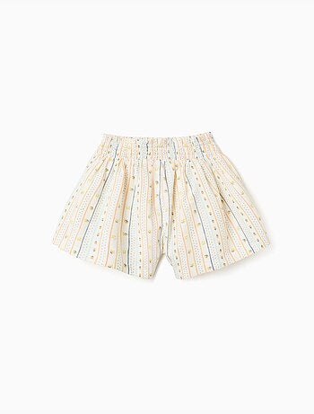 Short en coton avec motif floral et taille élastique