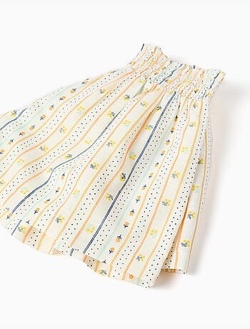 Short en coton avec motif floral et taille élastique