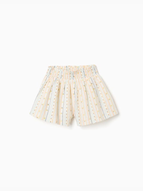 Short en coton avec motif floral et taille élastique - Kiabi