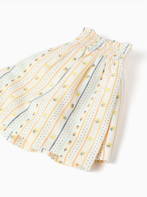 Short en coton avec motif floral et taille élastique - Kiabi