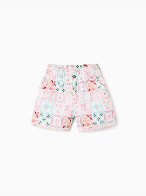 Short en coton avec motif mosaïque - Kiabi