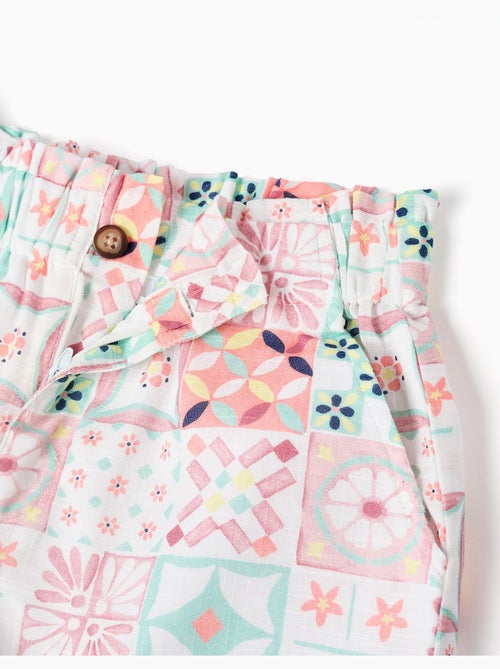 Short en coton avec motif mosaïque - Kiabi