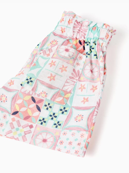 Short en coton avec motif mosaïque - Kiabi