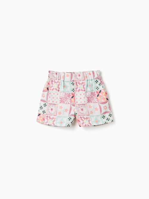 Short en coton avec motif mosaïque - Kiabi