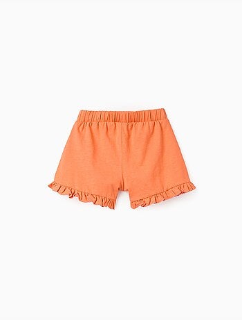 Short en coton avec taille élastique et volants