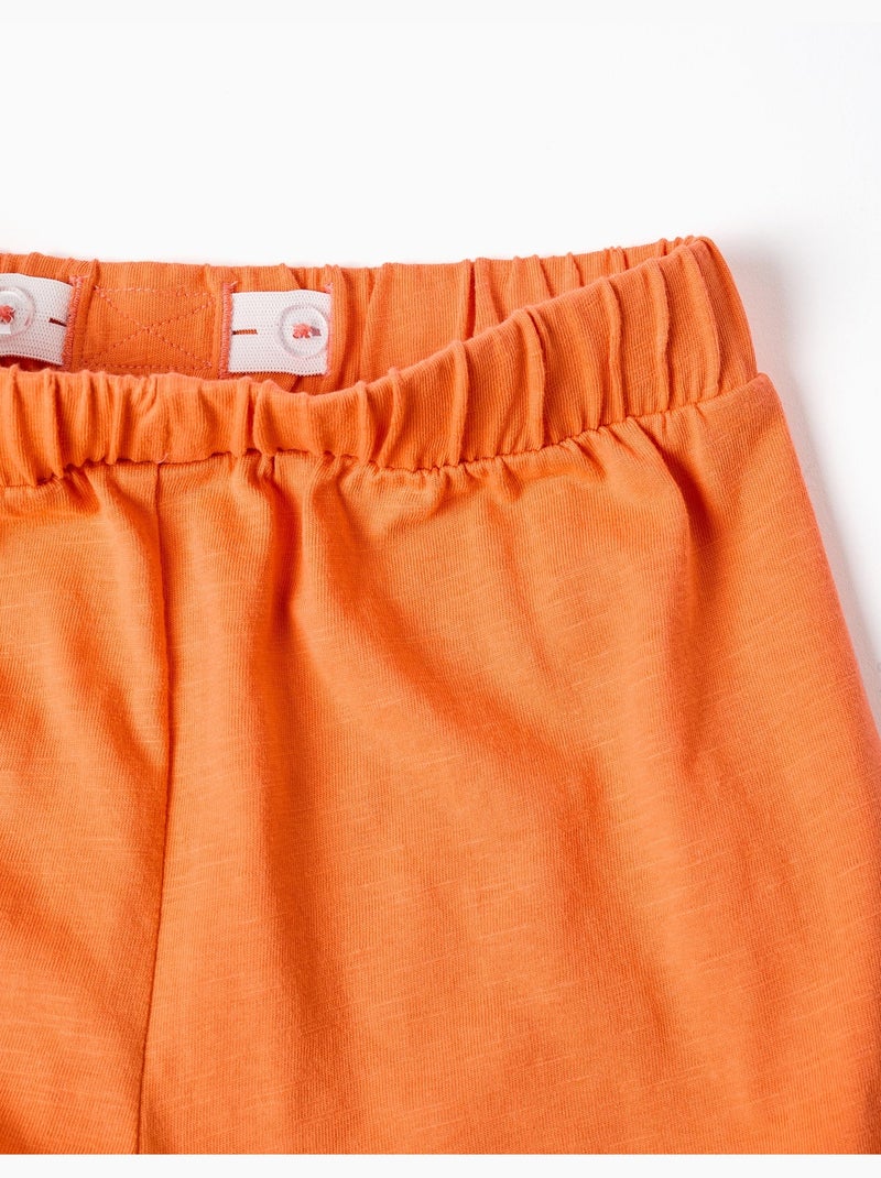 Short en coton avec taille élastique et volants Noir Orange - Kiabi