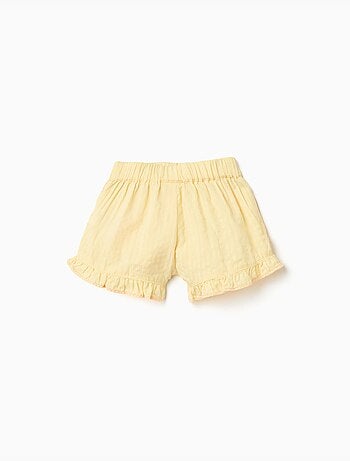 Short en coton avec volants et broderie