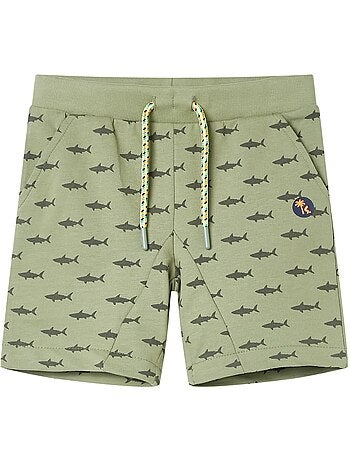 Short en coton chiné avec imprimé requin et cordon - vidaxl
