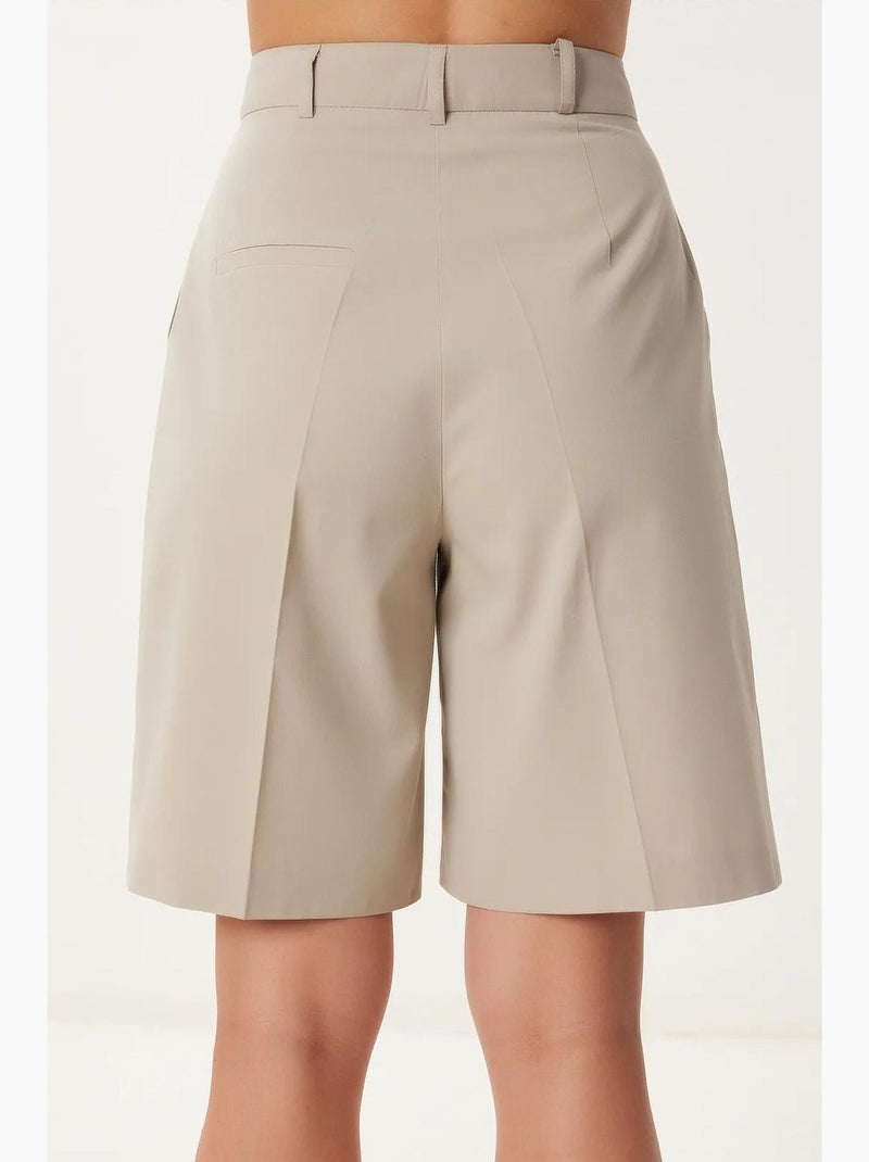 Short en coton coupe décontractée avec fermeture éclair istanbul Beige argile - Kiabi