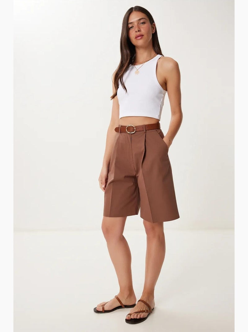 Short en coton coupe décontractée avec fermeture éclair istanbul Marron chocolat - Kiabi