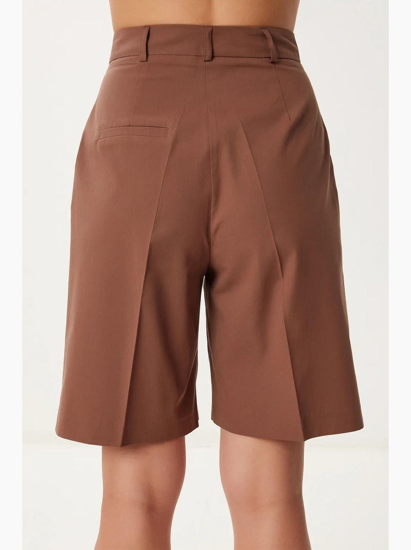 Short en coton coupe décontractée avec fermeture éclair istanbul Marron chocolat - Kiabi