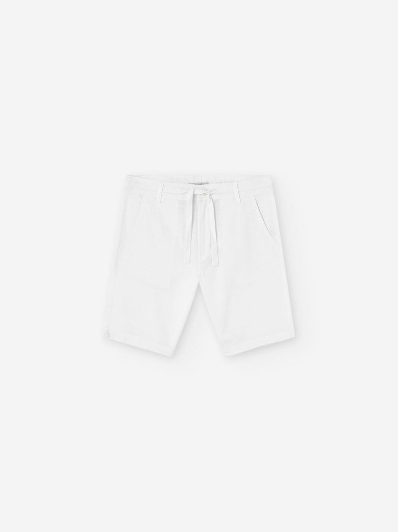 Short en Coton et Lin avec Cordon Blanc - Kiabi