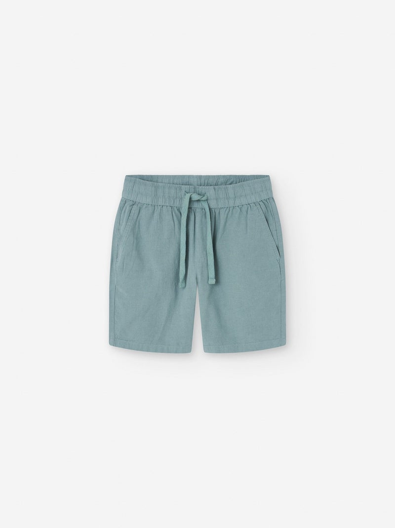 Short en Coton et Lin avec Cordon Vert clair - Kiabi