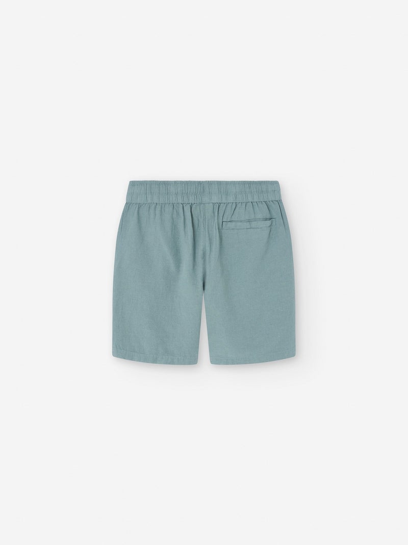 Short en Coton et Lin avec Cordon Vert clair - Kiabi