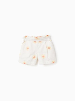 Short en Coton et Lin avec Fleurs