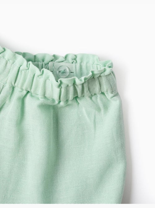 Short en coton et lin avec ourlet à volants - Kiabi