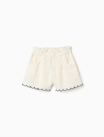 Short en coton et lin avec taille paperbag