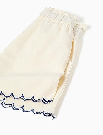 Short en coton et lin avec taille paperbag