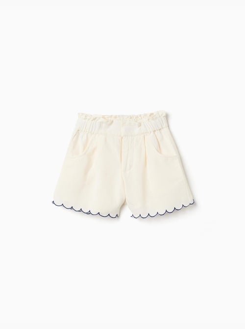 Short en coton et lin avec taille paperbag - Kiabi